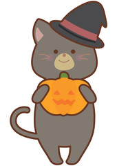 ハロウィンの仮装をした黒猫