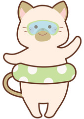 浮き輪を持った猫
