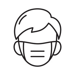 Man face with mask icon vector in trendy flat style isolated on white background. illustration for medical banner, poster and web design. Coronavirus bacteria covid-19 concept
