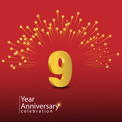 9 Years Anniversary Celebration Vector Template Design Illustration