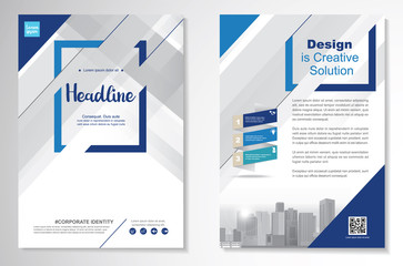 Template vector design for Brochure, AnnualReport, Magazine, Poster, Corporate Presentation, Portfolio, Flyer, infographic, layout modern with blue color size A4, Front and back, Easy to use and edit.