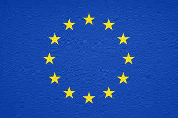 flag of Europe or European Union or EU with leather texture background