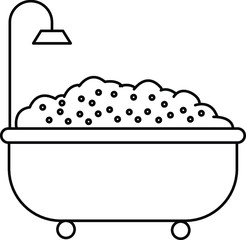A bath tub with water and bubbles black and white vector