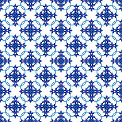 Azulejos portuguese traditional ornamental tile, blue and white seamless pattern