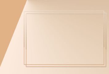 Empty Rectangle Double Frame On Very Modern & Clean Elegant Cream Gradient Background