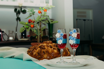 Wedding loaf decorated with flowers