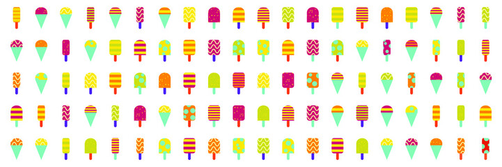 seamless pattern ice cream flat design style.