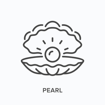Pearl line icon. Vector outline illustration of sea shell. Marine clam pictorgam