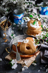 Glazed tres leches donuts.selective focus.