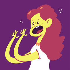 Anxiety vector concept illustration with woman character isolated on a white background.