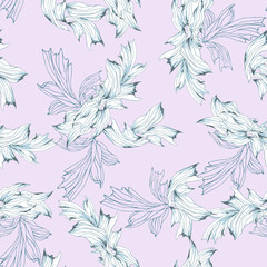 Fototapeta na wymiar Floral seamless pink background. Seamless vector delicate pattern for fabric, bedding, dresses and kitchen textiles.