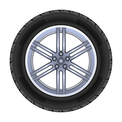 Wheel vector icon.Realistic vector icon isolated on white background wheel.