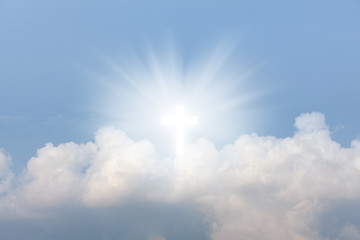 Religious background with Holy Cross glowing