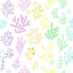 Texture with flowers and plants. Floral ornament. Original flowers pattern.