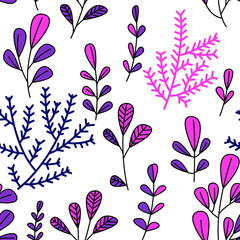 Texture with flowers and plants. Floral ornament. Original flowers pattern.
