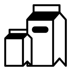 Liquid Milk Packaging Design, Hygiene Food Delivery Concept, Working from Home symbol on White background, Cardboard Folded Packet for Takeway Vector Glyph Icon Design