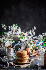 Glazed tres leches donuts.selective focus.