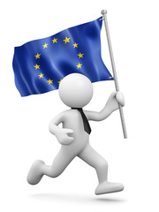 3d man running with european flag