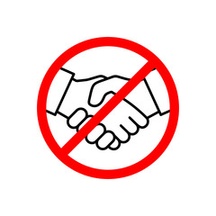No handshake icon vector illustration. Stop contact. No deal. No physical contact. Prevention of coronavirus disease