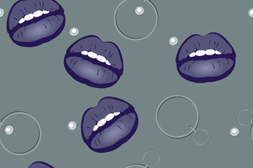 
Dark lips, gotic print. Fashion pattern,  trend, Youth style, seamless vector texture for design, fabric, textile,  wallpaper, packaging