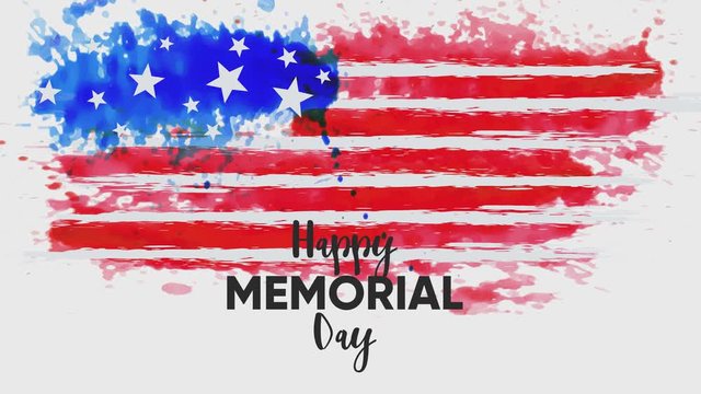 Watercolor Happy Memorial Day animation on the