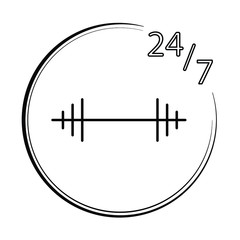 24/7 fitness icon black vector