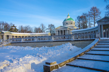 Moscow, Russia - January, 2019: Arkhangelskoye Museum Estate. Yusupov Temple Tomb In The Estate Arkhangelsk Park