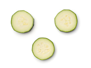 Fresh zucchini isolated on a white. Top view