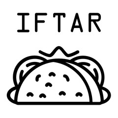 Iftar food meal concept, Breaking the fast vector icon design, Ramazan kareem and Islamic Symbols on white background, 