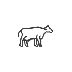 Cow, farm animal line icon. linear style sign for mobile concept and web design. Livestock cow, side view outline vector icon. Symbol, logo illustration. Vector graphics