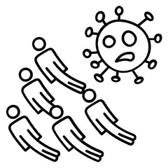 Coronavirus Incidence and Mortality Rate of  Humans Concept, Virus with Dead bodies vector icon design, 