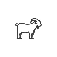 Goat farm animal line icon. linear style sign for mobile concept and web design. Livestock, horned goat side view outline vector icon. Symbol, logo illustration. Vector graphics