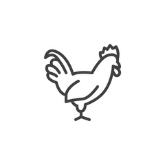 Fototapeta na wymiar Cock farm animal line icon. linear style sign for mobile concept and web design. Livestock, rooster side view outline vector icon. Symbol, logo illustration. Vector graphics