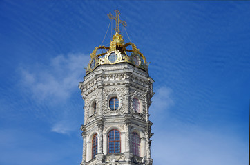DUBROVITSY, MOSCOW REGION, RUSSIA - March, 2019: Church of the Theotokos of the Sign at Dubrovitsy Estate