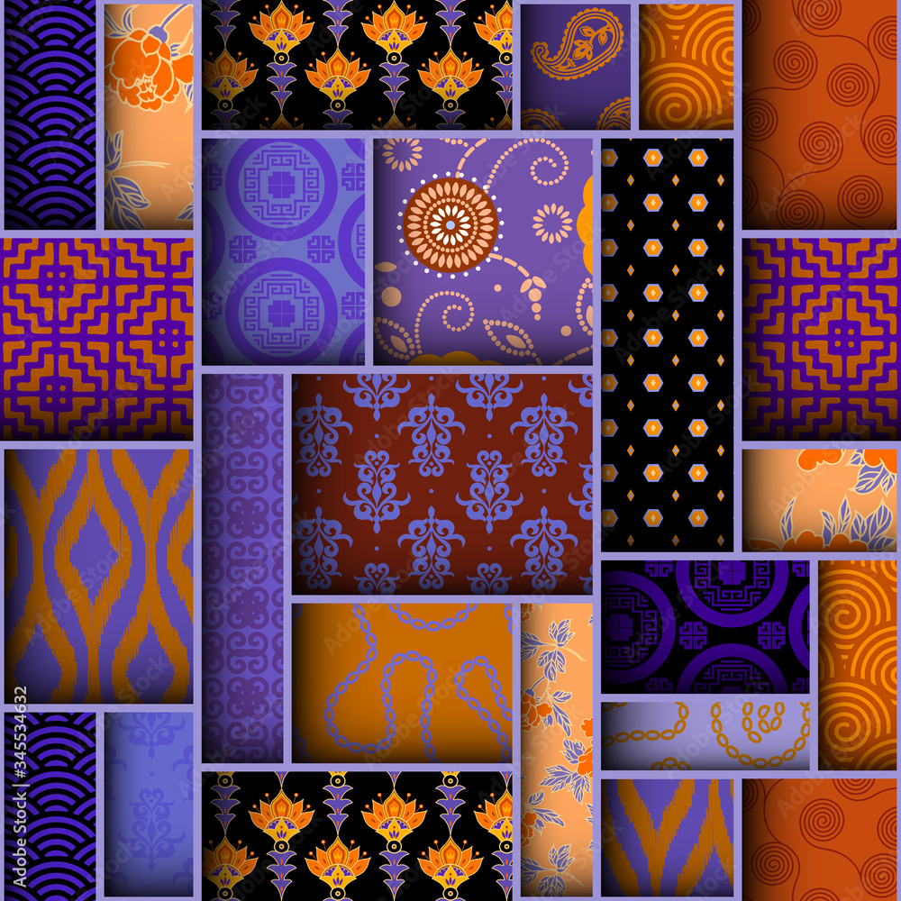 Poster paper cut shapes design. seamless vector pattern.