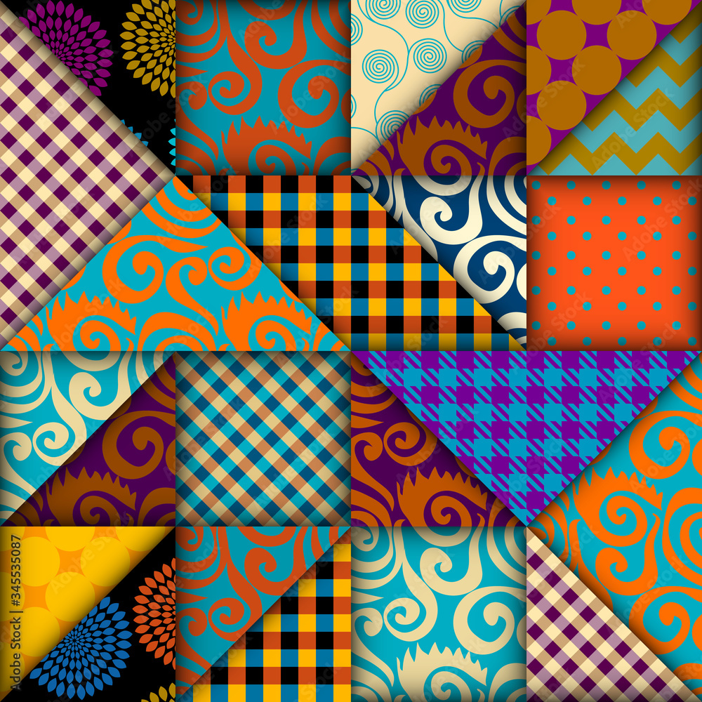 Aufkleber paper cut shapes design. seamless vector pattern.