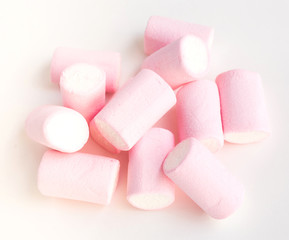 pink white marshmallows on white