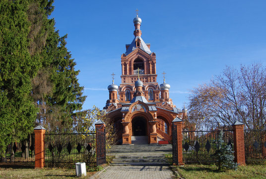 Darna village, Istra region, Russia - October, 2019: Church of The Exaltation of The Holy Cross