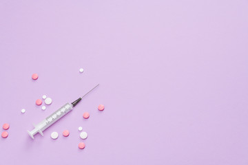 medicine tablets vitamins on the table in the group