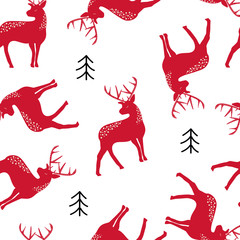 Red deer silhouettes n a repeating pattern