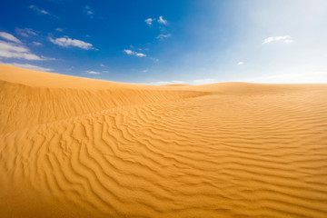 Moroccan desert landscape with blue sky. Dunes background.