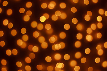 Abstract blur golden bokeh light Christmas holiday background