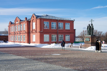 KOLOMNA, RUSSIA - February, 2019: School in the town in winter day