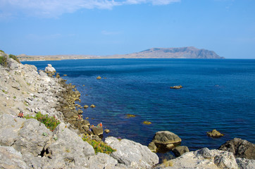 Sea view from the top of Cape Alchak in Crimea