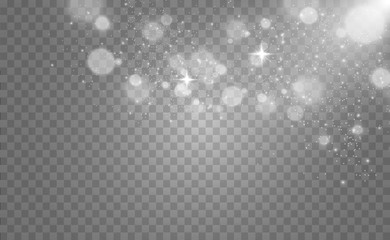 Beautiful sparks shine with special light. Vector sparkles on a transparent background. Christmas abstract pattern. A beautiful illustration for the postcard. The background for the image. Luminaries.