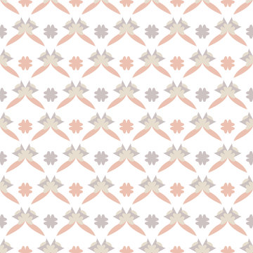 Seamless pattern with little abstract hearts. White, grey, orange and ivory cream. Vector