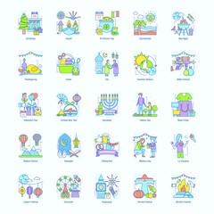 Events and Festivals Flat Icons Pack 