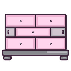 modern vector chest of drawers with cute details