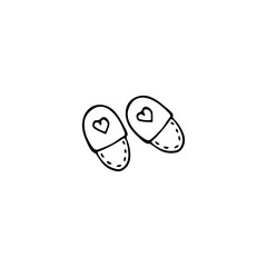 Hand drawn home slippers. Doodle vector illustration.