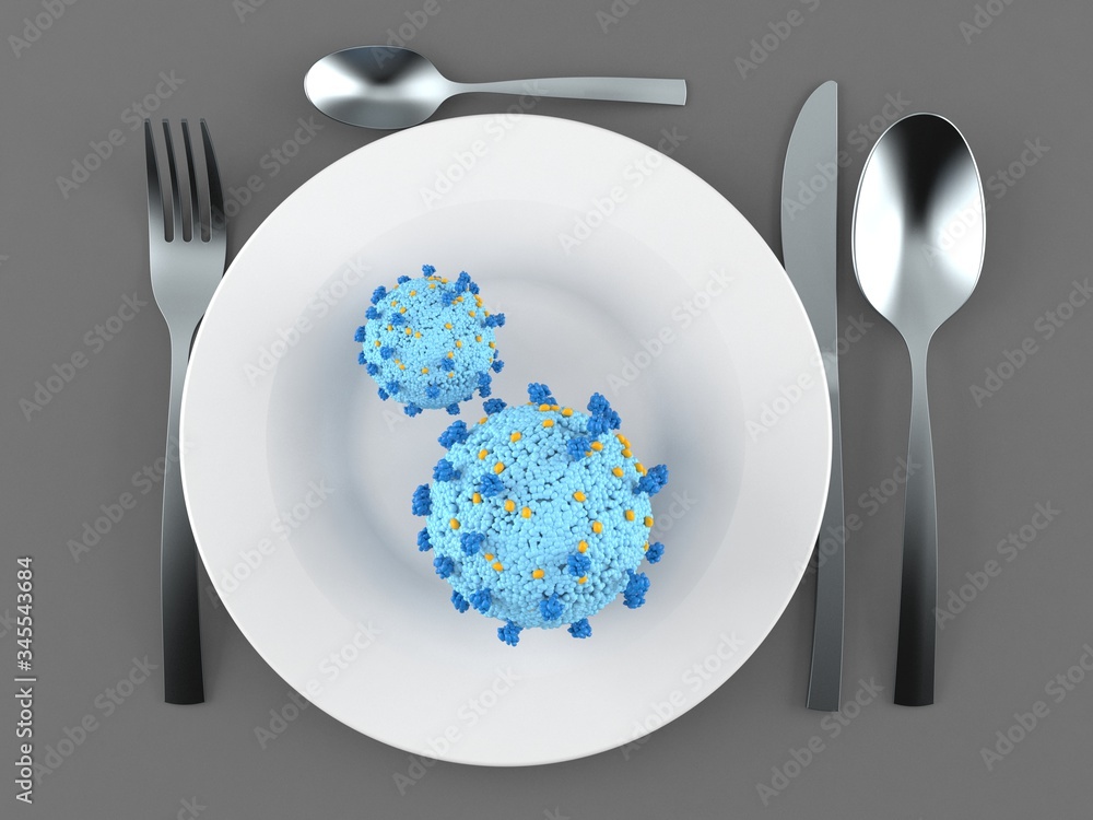 Canvas Prints Virus with plate and cutlery